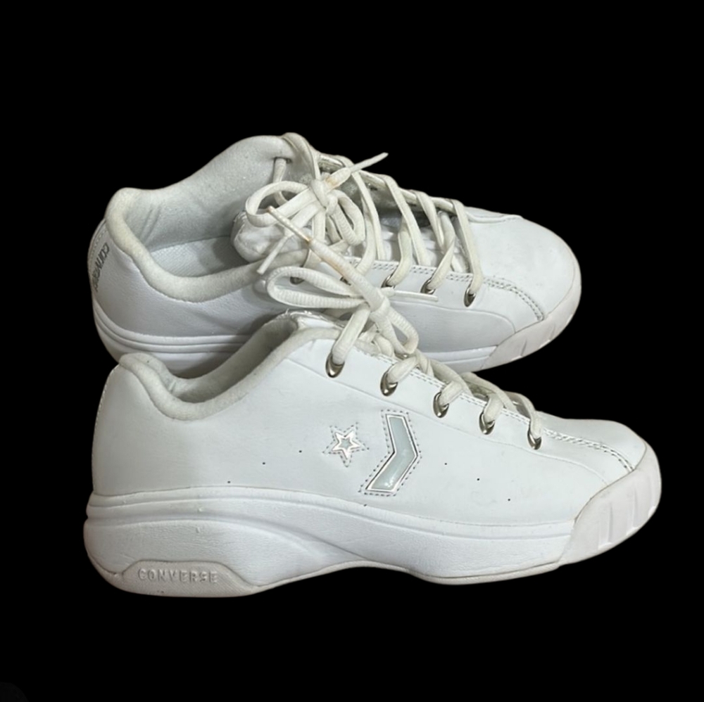 Y2K Converse Sneakers 6 Vintage 2000s White Chunky Silver Star Lace Up Round Toe